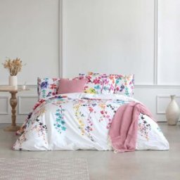Ethere Funda nórdica 100% algodón 200 hilos con estampado floral 260x240 cm