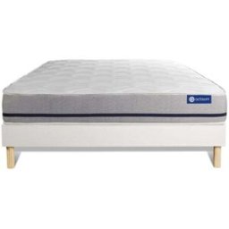 Actisom Somier blanco + colchón con espuma viscoelástica 150 x 190