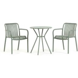 Fuori Set de balcón con mesa redonda y 2 sillas verdes