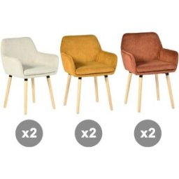 Meubles Cosy Conjunto de 6 sillas tela a rallos estilo escandinavo multicolor