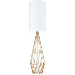 Tosel Lámpara de pie columna metal cobre pantalla blanco