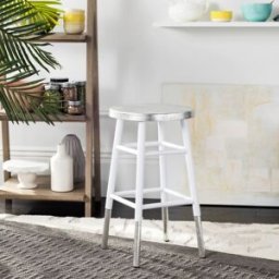 Safavieh Taburete de cocina en hierro plateado