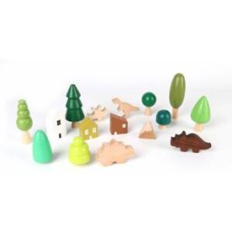 Mobili Rebecca Juego de bosque prehistórico y casitas de madera para niños