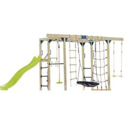 Axi Parque infantil de madera marrón con tobogán verde claro