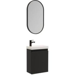 Mob In Mueble de baño + espejo ovalado + grifo negro