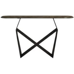 MondoViro Mesa consola con base negra y tapa de cristal bronce, 140 x 40 cm, 76