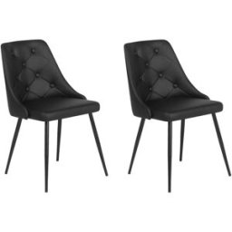 Beliani Conjunto de 2 sillas de comedor piel sintética negro