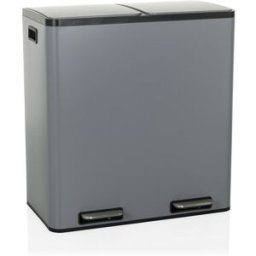 hjh OFFICE Cubo de basura de acero de 60 litros gris