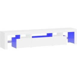 Maison Chic Mueble tv con luces led madera blanco 200x36,5x40 cm