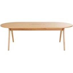 Maisons du Monde Mesa para hostelería para reuniones ovalada de madera de roble beige para 6/8 personas, long. 220
