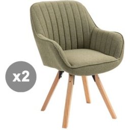 Meubles Cosy Conjunto de 4 sillas comedor acolchadas patas de acero verde