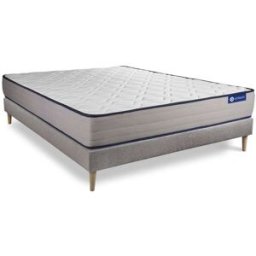 Actisom Somier gris + colchón con látex y espuma viscoelástica 120 x 190