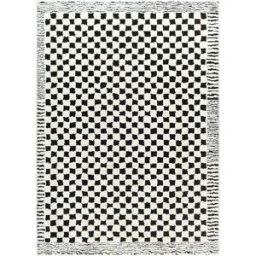 Livabliss Alfombra moderna con diseño de cuadros negro 200x275