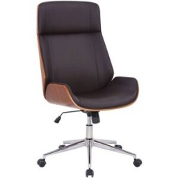 CLP Silla de oficina giratoria regulable en simil cuero nogal/marrón
