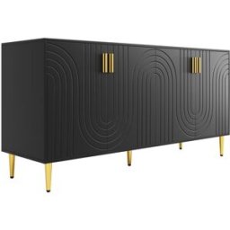 Urban Meuble Aparador bajo de diseño moderno en negro mate con motivos geométricos