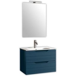 AQA DESIGN Mueble de baño con espejo 4 piezas en mdf azul