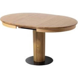 WOODEK Mesa de comedor ø110 cm, extensión 40 cm, roble macizo, acabado mate