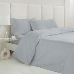 Cotton Artean Funda nórdica satén algodón 300 hilos gris perla 240x220 cama 150