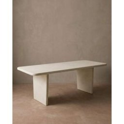 Decowood Mesa de comedor de microcemento tono blanco roto de 160x75cm