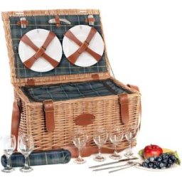 Les jardins de la comtesse Cesta de picnic de mimbre y cuero trianon verde 6 personas