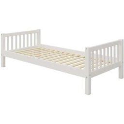 Furnlux Cama individual infantil de madera maciza de pino color blanco 90x200