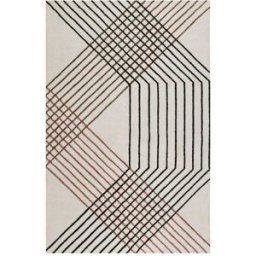 Esprit Alfombra de rayas de diseño beige hecha a mano, 80x150