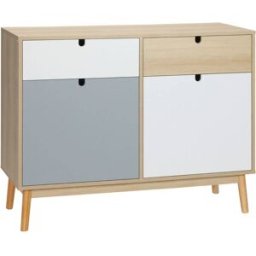 Homcom Aparador auxiliar 100x40x79.5 cm blanco, gris, natural