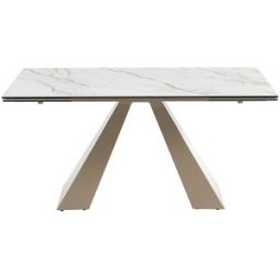 Unique Mesa de comedor cristal beige, blanco