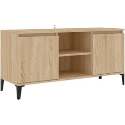 Maison Chic Mueble tv,mesa tv de salón con patas metal marrón 103,5x35x50cm
