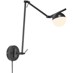Nordlux Aplique de pared negro estructura orientable con interruptor en cable