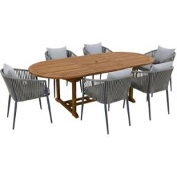 Axi Conjunto de jardín - 6 personas - mesa ovalada - teca - antracita