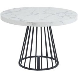 Unique Mesa de comedor madera negro, blanco