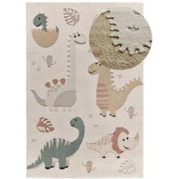 Atticgo Alfombra infantil dinosaurios blanco/multicolor, 120x170 cm