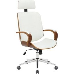 CLP Silla de oficina giratoria regulable en simil cuero nogal/blanco
