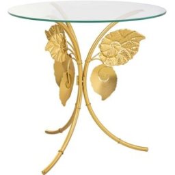 Wanderlust deco Mesa esquinera redonda de metal dorado d70x70