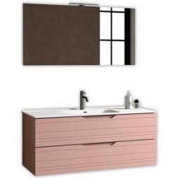 AQA DESIGN Mueble de baño con espejo 4 piezas en mdf rosa empolvado
