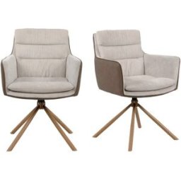 Calicosy Juego de 2 sillas beige y decoración de madera - l63 cm