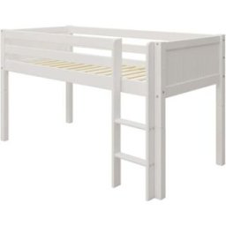 Furnlux Cama loft de madera maciza de pino color blanco 90x200