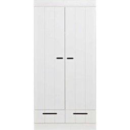 WOOOD Armario con 2 puertas y 2 cajones en madera blanca