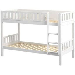 Furnlux Litera de madera maciza de pino color blanco 90x200
