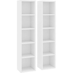Maison Chic Juego de 2 estantería para cds madera blanco 21x16x93,5 cm