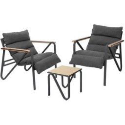 ML-Design Conjunto de muebles de jardín, gris-antracita, 2x sillas y 1x mesa