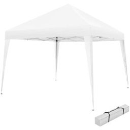 Tectake Carpa 3 x 3 m bolsa de transporte, cuerdas tensoras y piquetas blanco