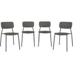 sweeek Silla de jardín apilable de acero y plástico, set de 4, verde kaki