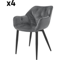 ML-Design 4x Sillas de comedor color antracita en tapizado funda de terciopelo