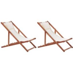 Beliani Conjunto de 2 tumbonas de madera marrón