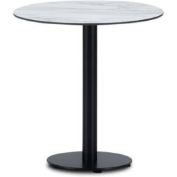 Defora Home Mesa hosteleria redonda 70cm pie negro, sobre HPL marmol