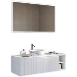 AQA DESIGN Mueble de baño 5 piezas en mdf blanco mate