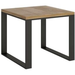 Itamoby Mesa tipo libro 90x90/180 cm efecto madera roble natural, hierro
