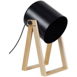 Tosel lámpara de mesa madera natural pantalla negro